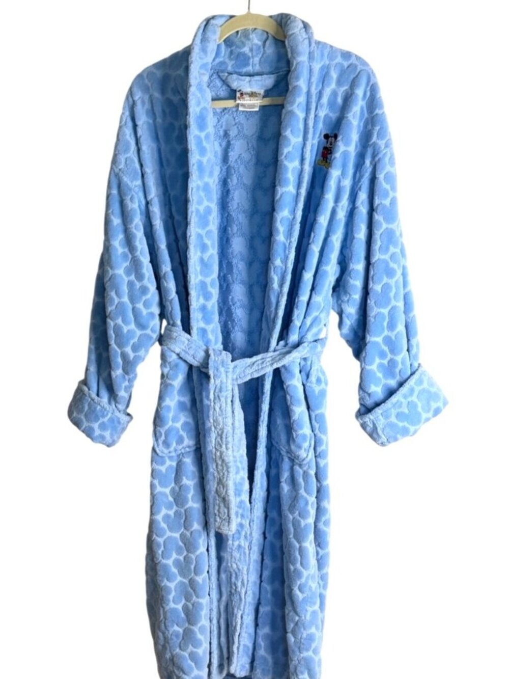 Walt Disney World Mickey Mouse Sleepwear Unisex Bathrobe Blue White One Size